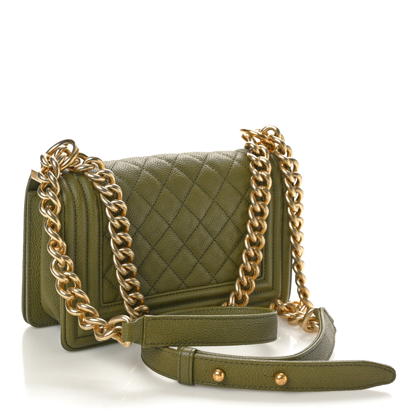 Caviar Quilted Small Boy Flap Green