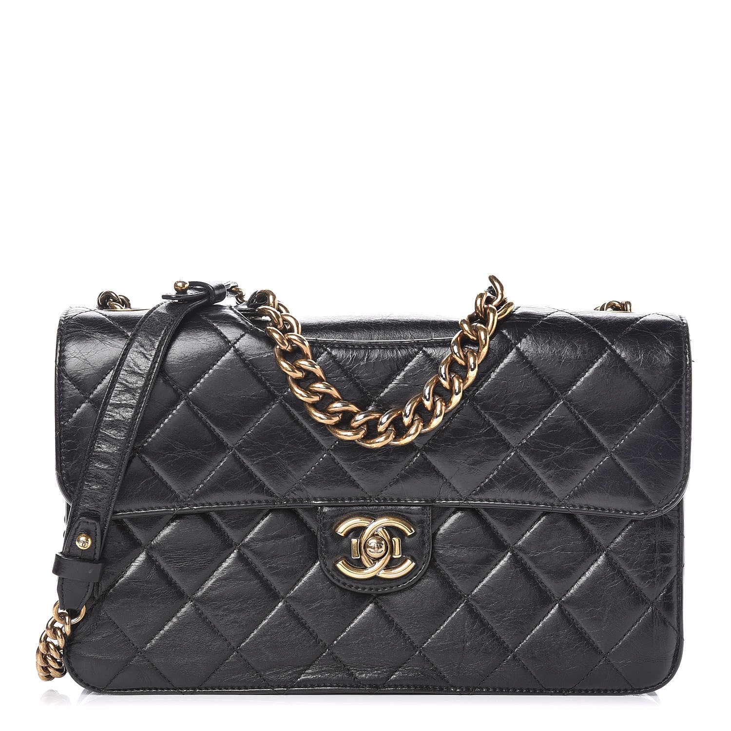 Chanel Glazed Calfskin Quilted Large Perfect Edge Flap Black 1 of 12