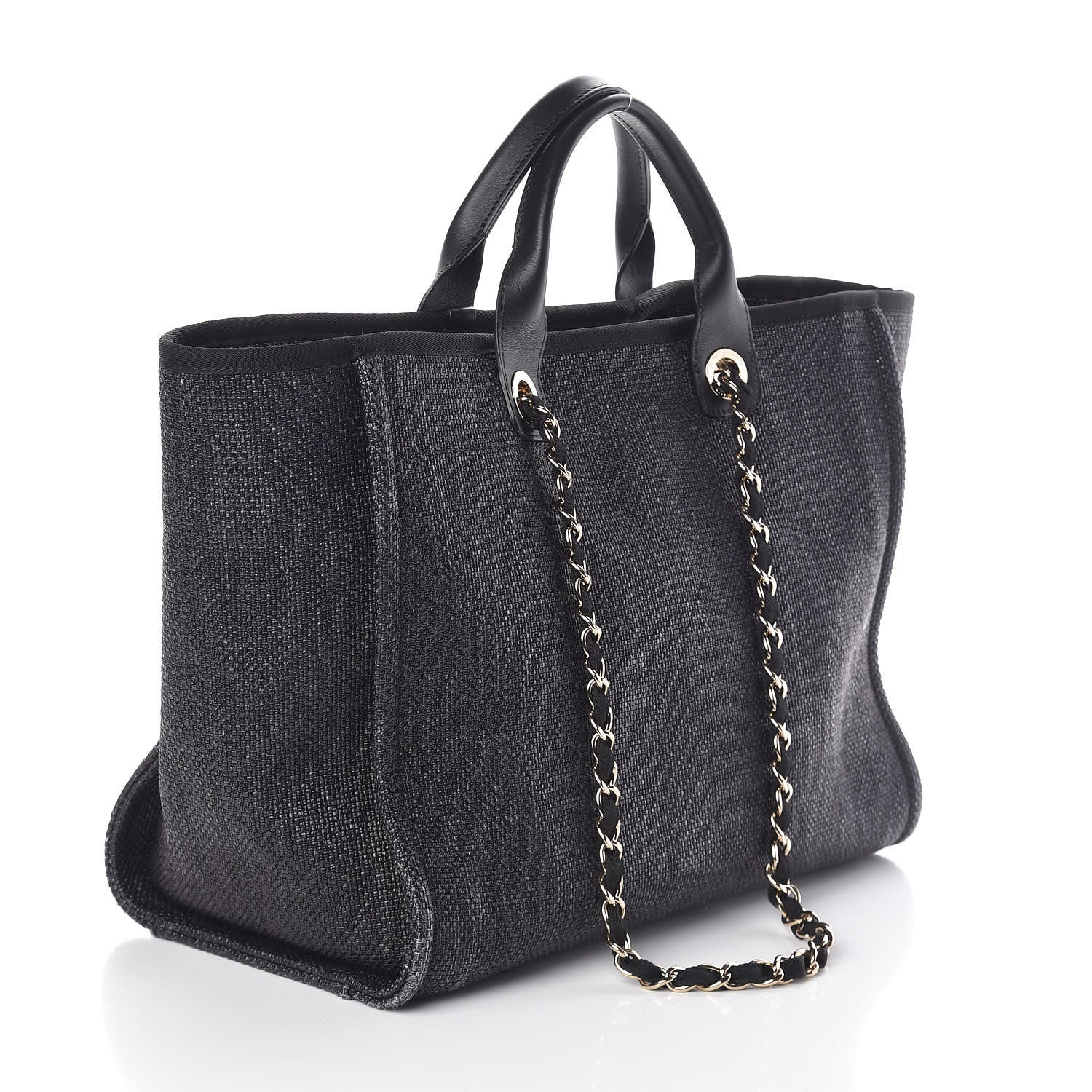 Chanel Woven Straw Raffia Large Deauville Tote Black 3 of 11