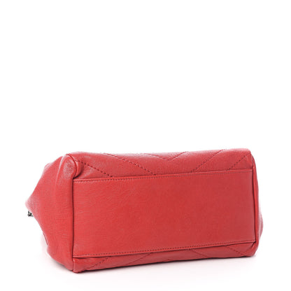 Saint Laurent Pebbled Lambskin Chevron Monogram Small Nolita Red 4 of 9