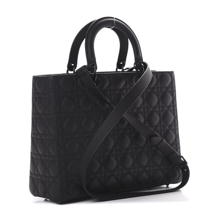 Christian Dior Ultra Matte Calfskin Cannage Large Lady Dior Black 2 of 12