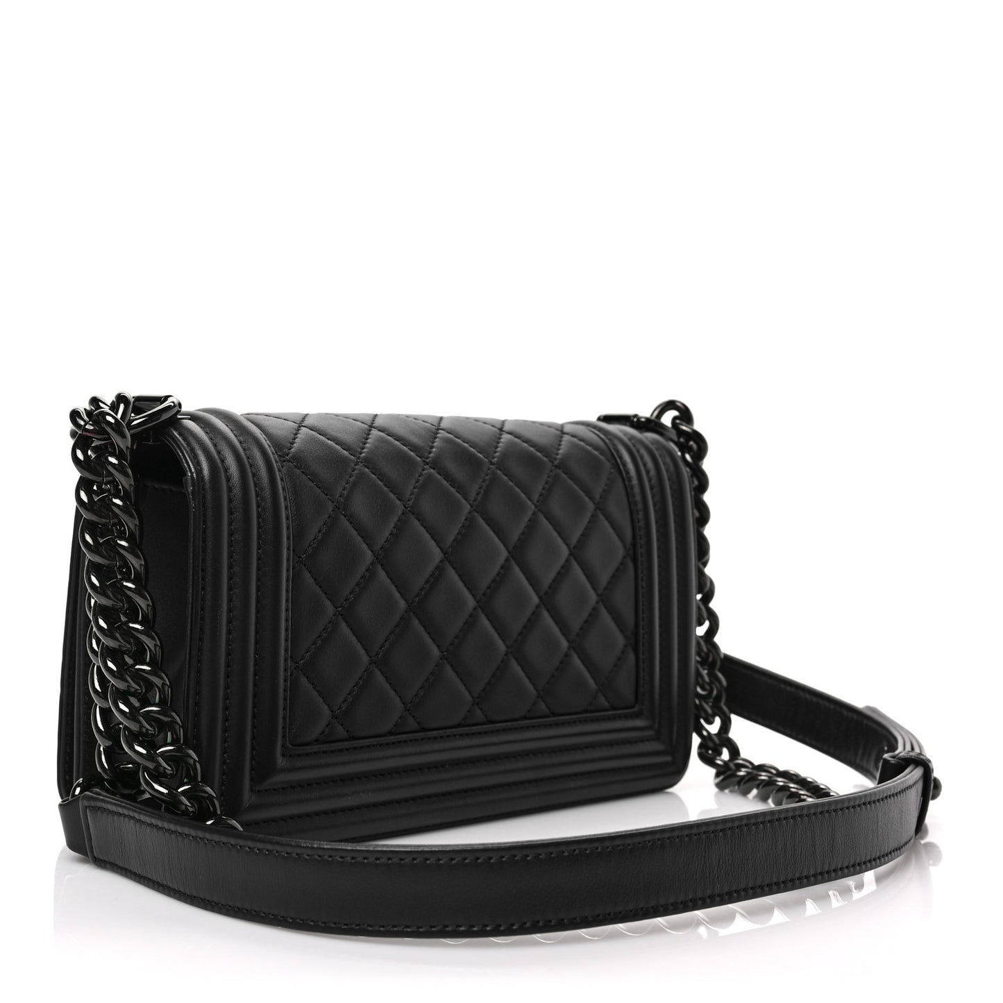 Calfskin Quilted Small Boy Flap So Black