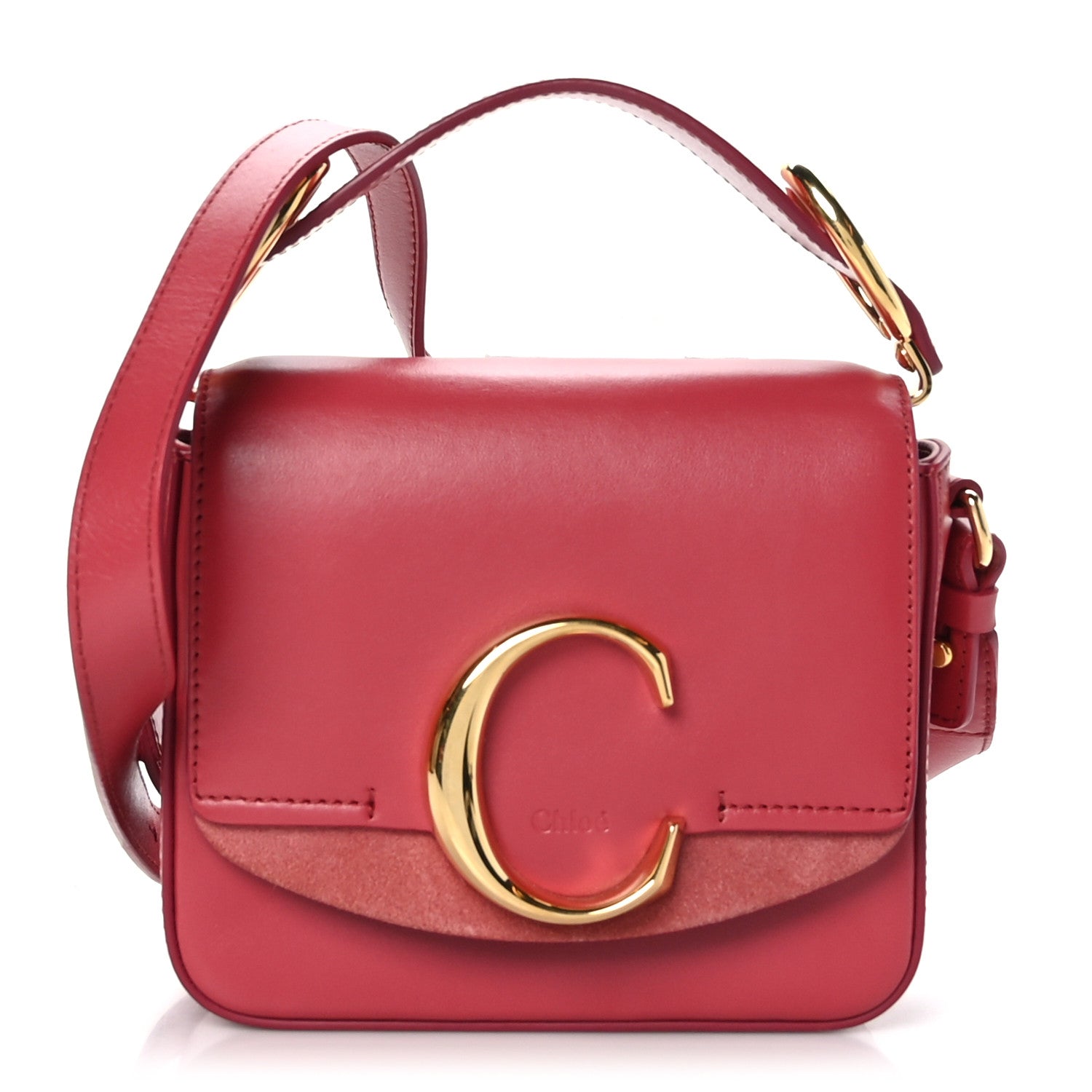 Chloe Shiny Calfskin Suede Mini C Double Carry Scarlet Pink 1 of 8