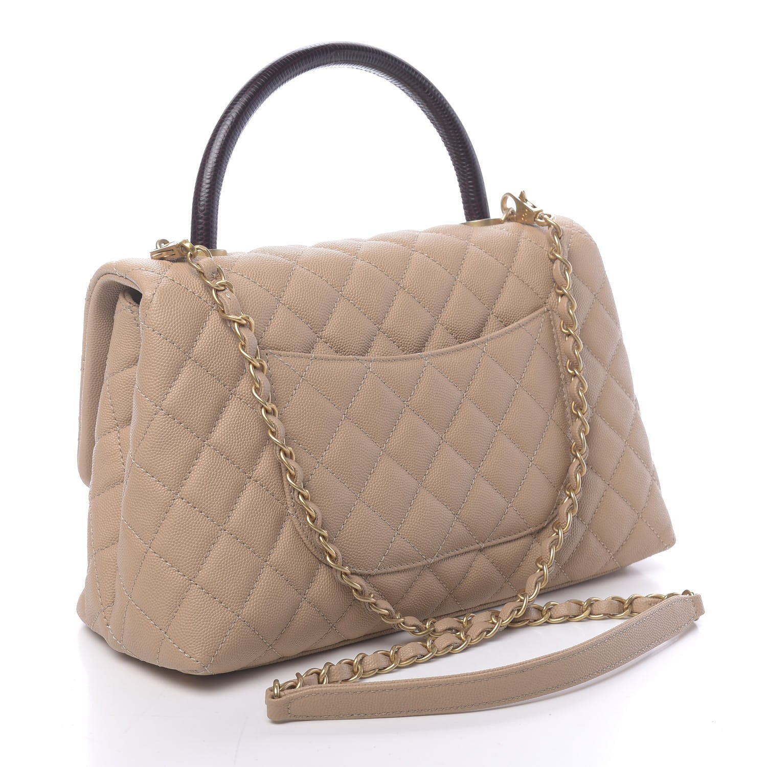 Chanel Caviar Lizard Embossed Quilted Small Coco Handle Flap Beige 4 of 12