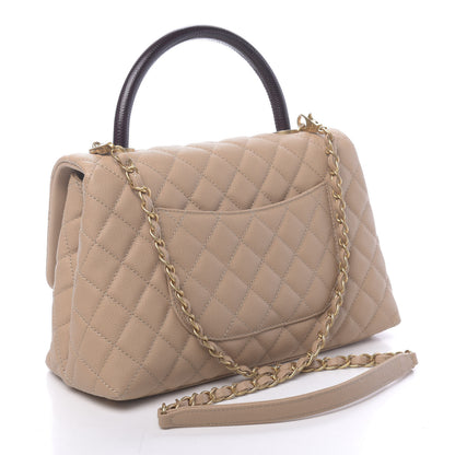 Chanel Caviar Lizard Embossed Quilted Small Coco Handle Flap Beige 4 of 12