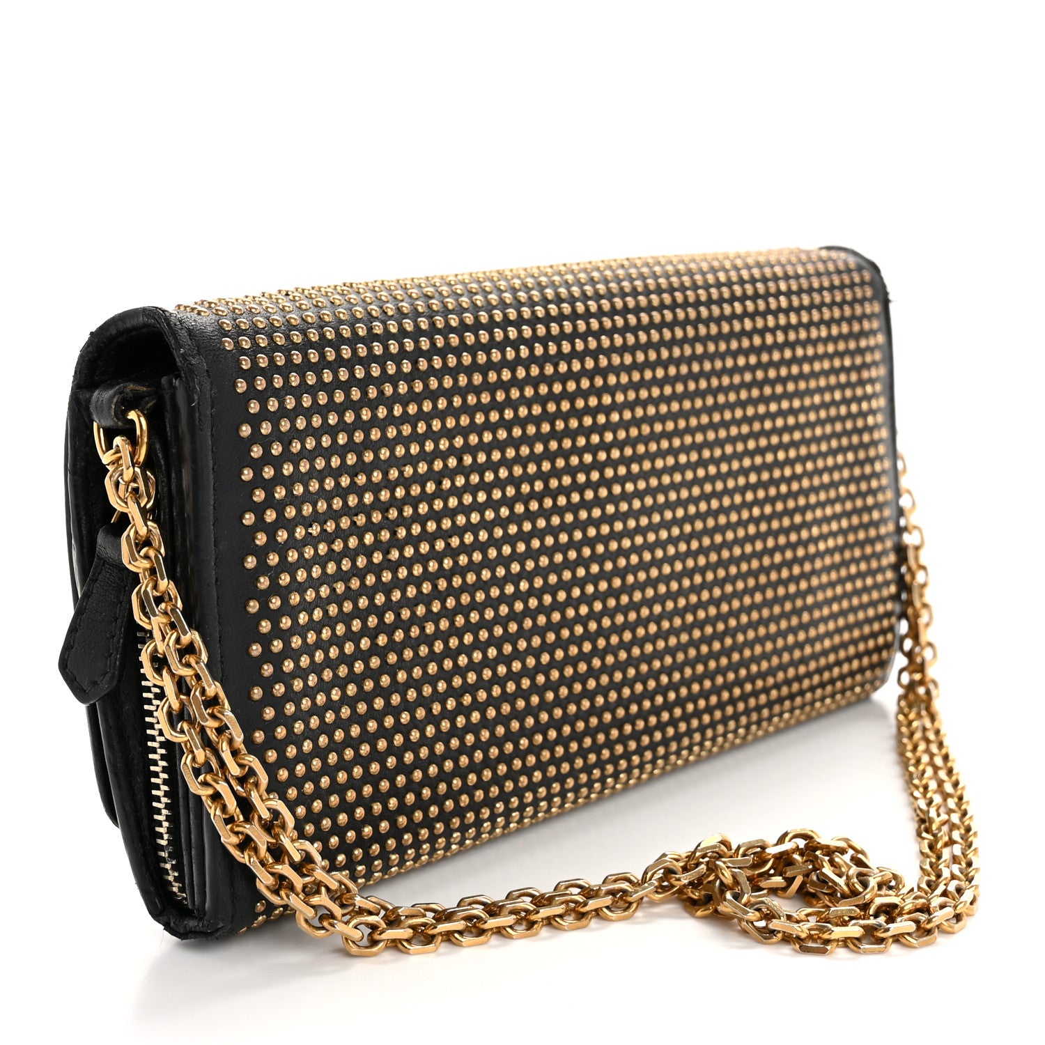 Alexander McQueen Calfskin Studded Wallet on Chain Black 3 of 14