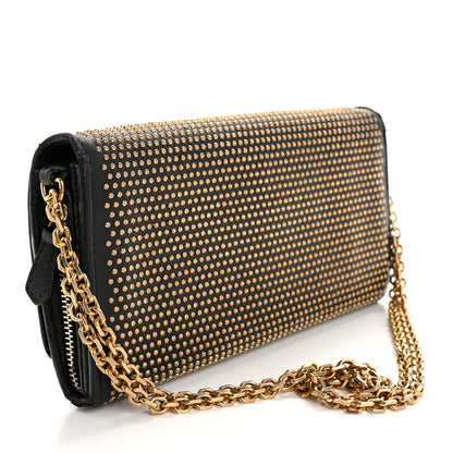 Alexander McQueen Calfskin Studded Wallet on Chain Black 3 of 14