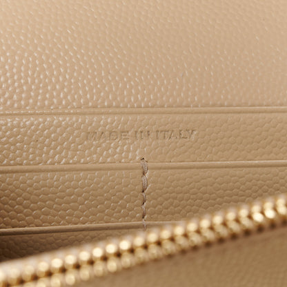 Saint Laurent Grain De Poudre Matelasse Chevron Monogram Chain Wallet  Nude Powder 7 of 10