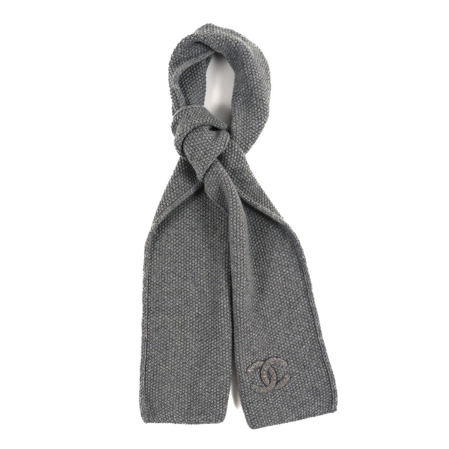 Cashmere Knit CC Scarf Grey