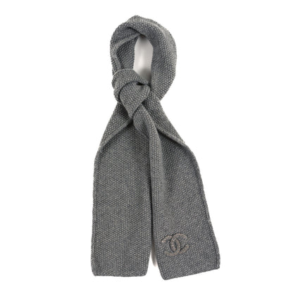 Chanel Cashmere Knit CC Scarf Grey 1 of 3