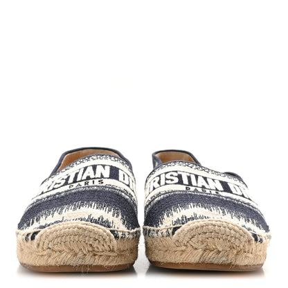 Christian Dior Cotton D-Stripes Embroidered Granville 15mm Espadrilles 36.5 Deep Blue 3 of 8