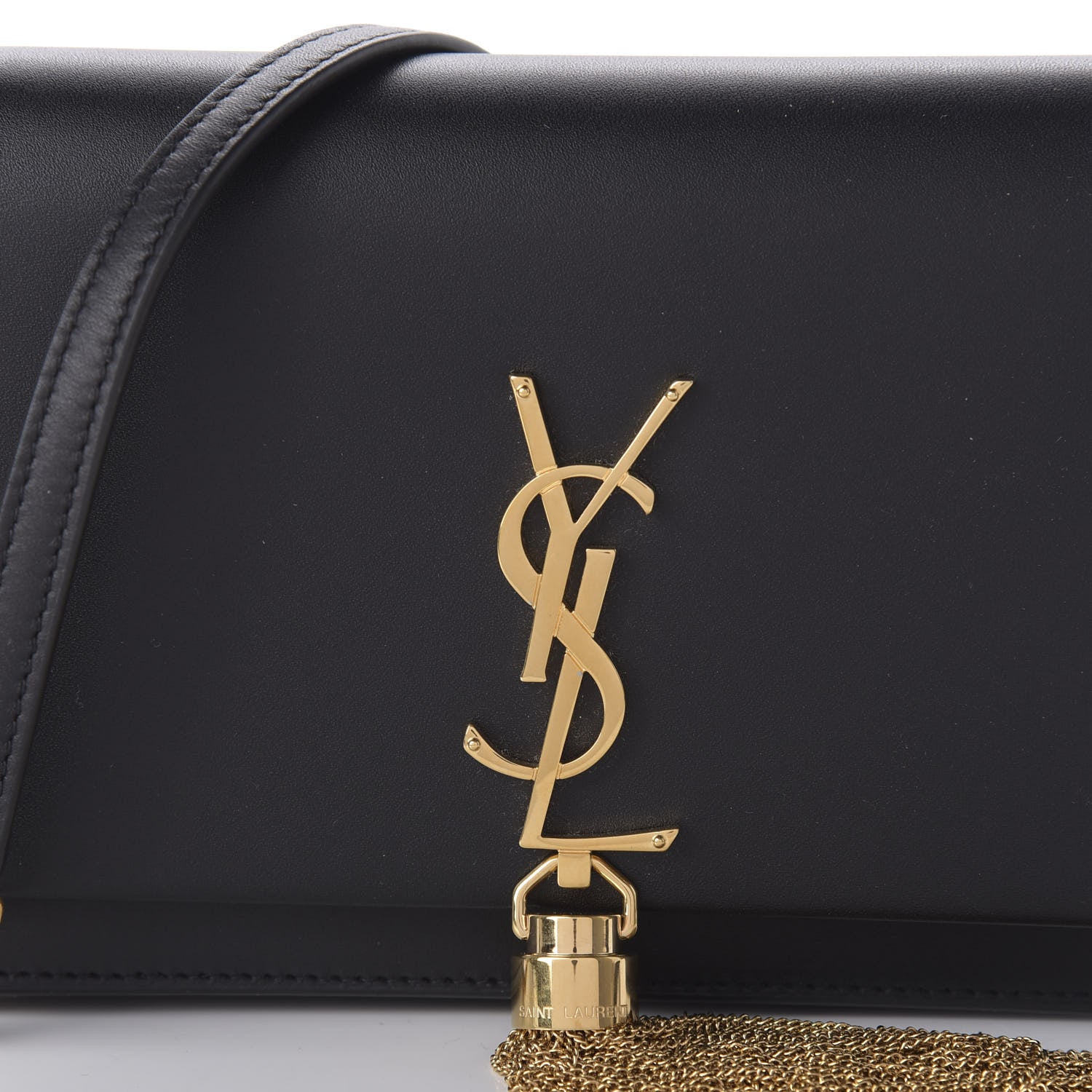 Saint Laurent Smooth Calfskin Classic Monogram Kate Tassel Chain Wallet Black 9 of 9