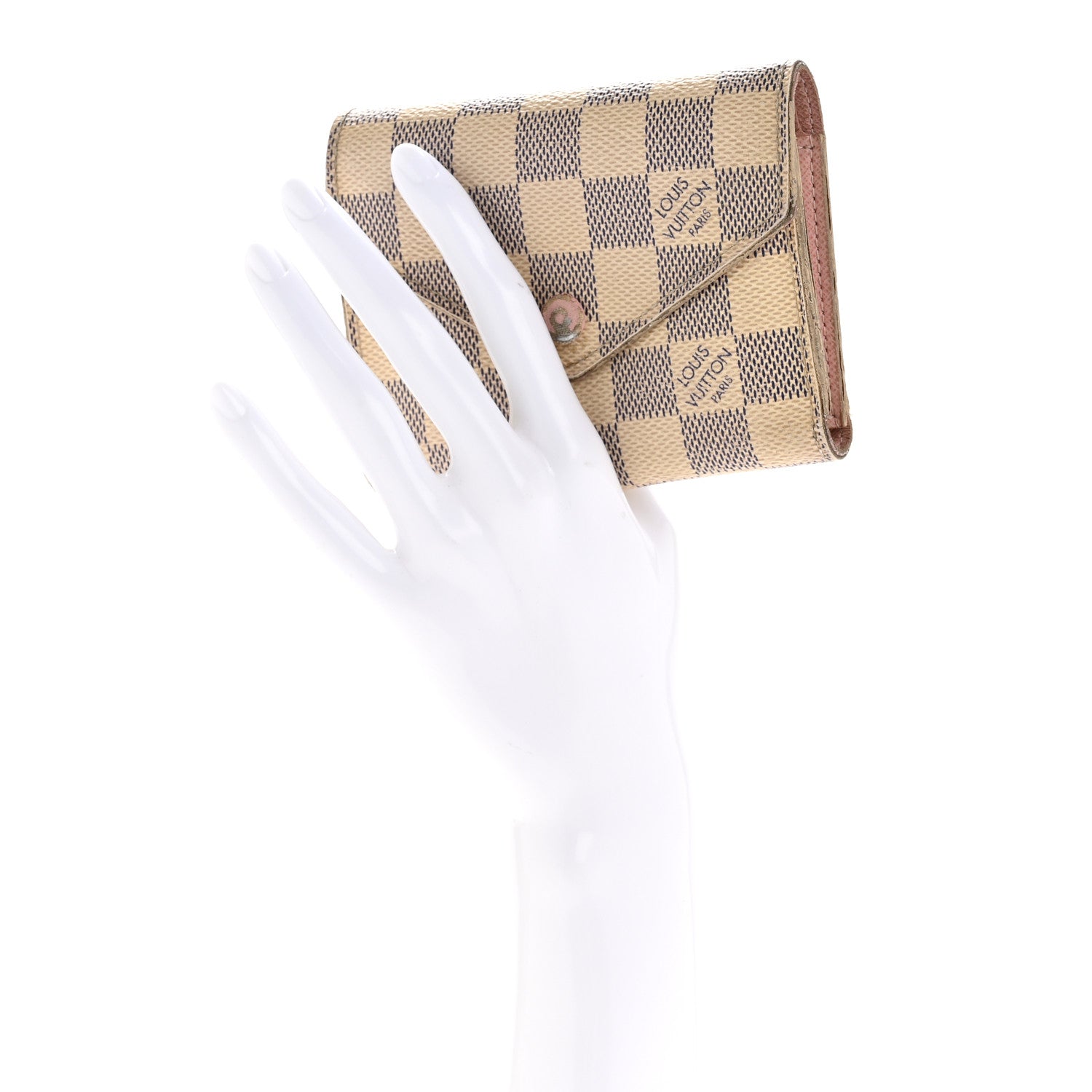 Louis Vuitton Damier Azur Victorine Wallet Rose Ballerine 2 of 13