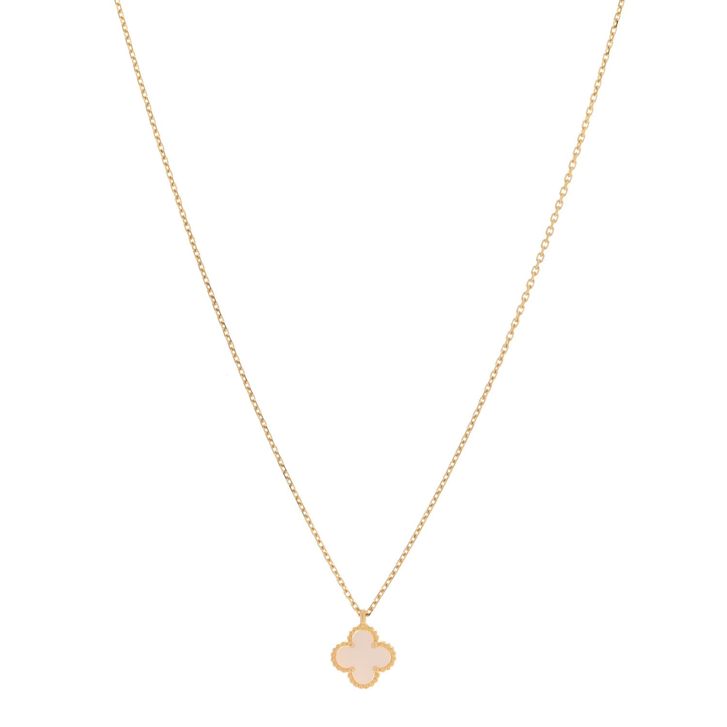Van Cleef & Arpels 18K Yellow Gold Mother of Pearl Sweet Alhambra Pendant Necklace 1 of 8