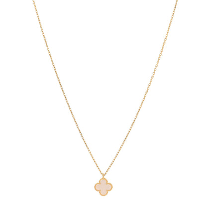 Van Cleef & Arpels 18K Yellow Gold Mother of Pearl Sweet Alhambra Pendant Necklace 1 of 8