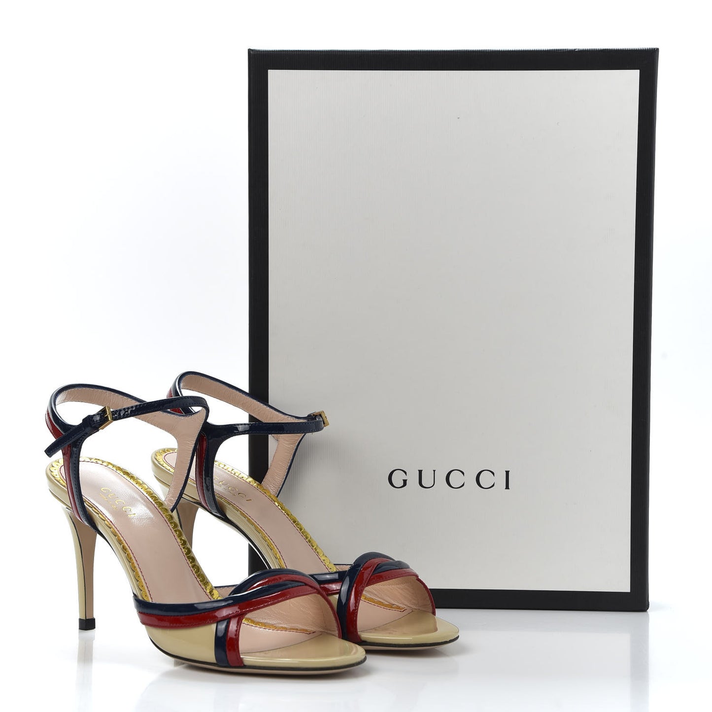 Patent Millie Ankle Strap Sandals 36.5 Red Blue Agata Sandstorm