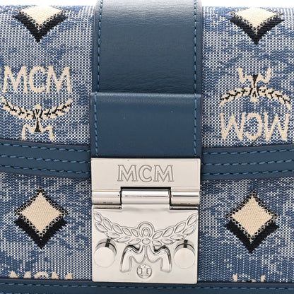MCM Vintage Jacquard Monogram Mini Tracy Crossbody Blue 7 of 9