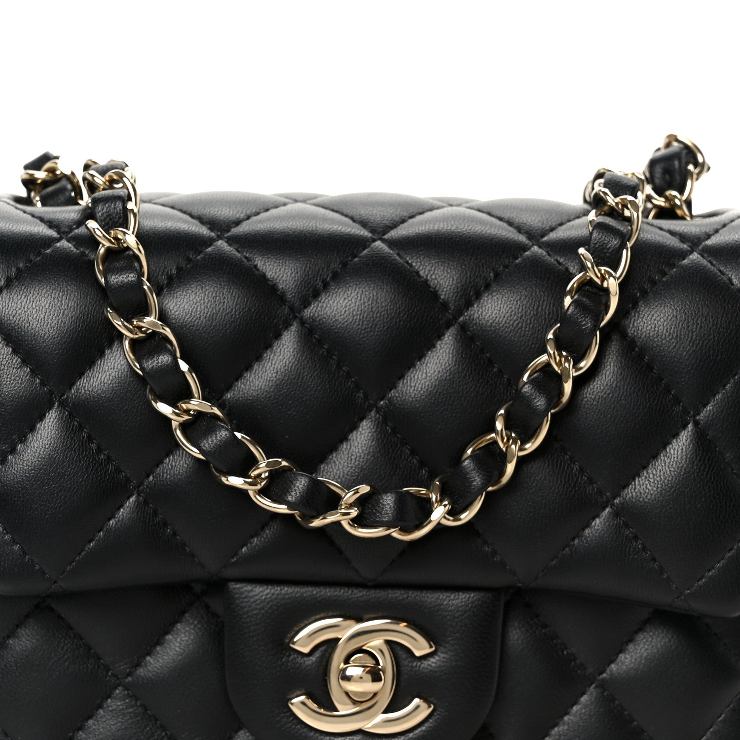 Chanel Lambskin Quilted Mini Square Flap Black 10 of 12