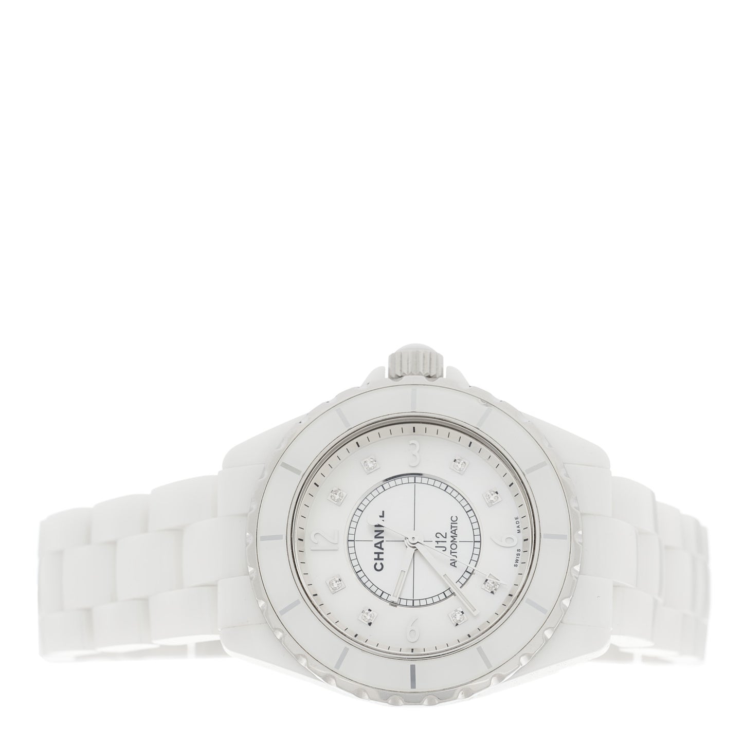 Stainless Steel Ceramic Diamond 38mm J12 Automatic Watch White