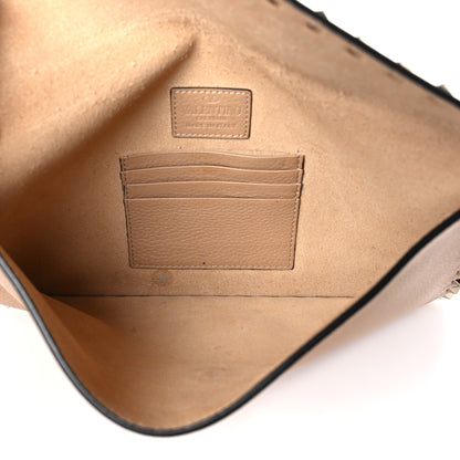 Valentino Garavani Pebbled Calfskin Large Rockstud Envelope Clutch Camel Rose 5 of 7