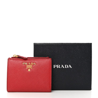 Prada Saffiano Zip Top Compact Wallet Fuoco 12 of 12