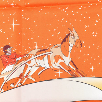 Hermes Silk Space Derby Scarf 90 Orange Creme Roux 4 of 4