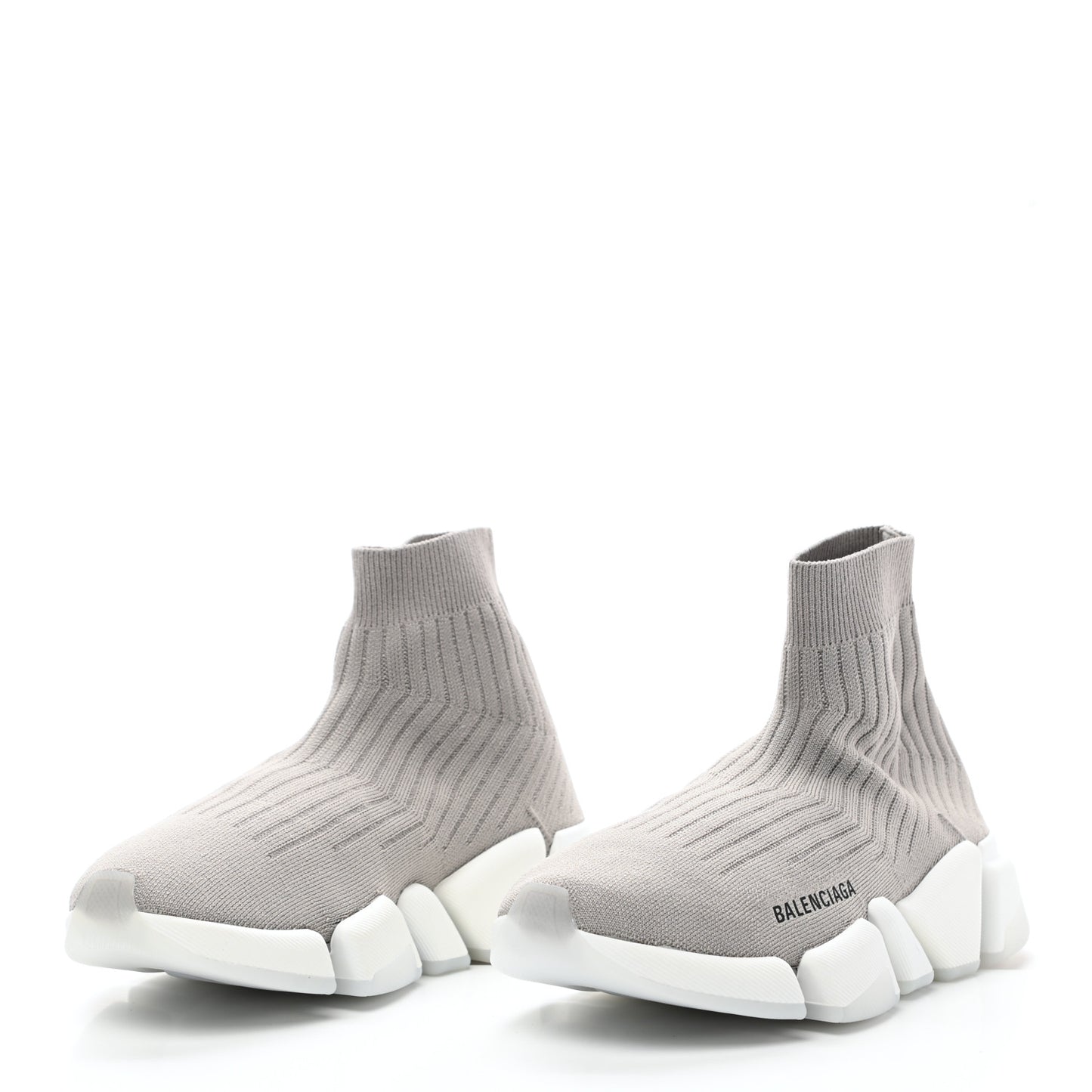 Ribbed Knit Womens Speed 2.0 Transparent Sole Sneakers 38 Baltic Grey White