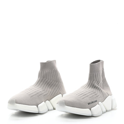Balenciaga Ribbed Knit Womens Speed 2.0 Transparent Sole Sneakers 38 Baltic Grey White 3 of 7