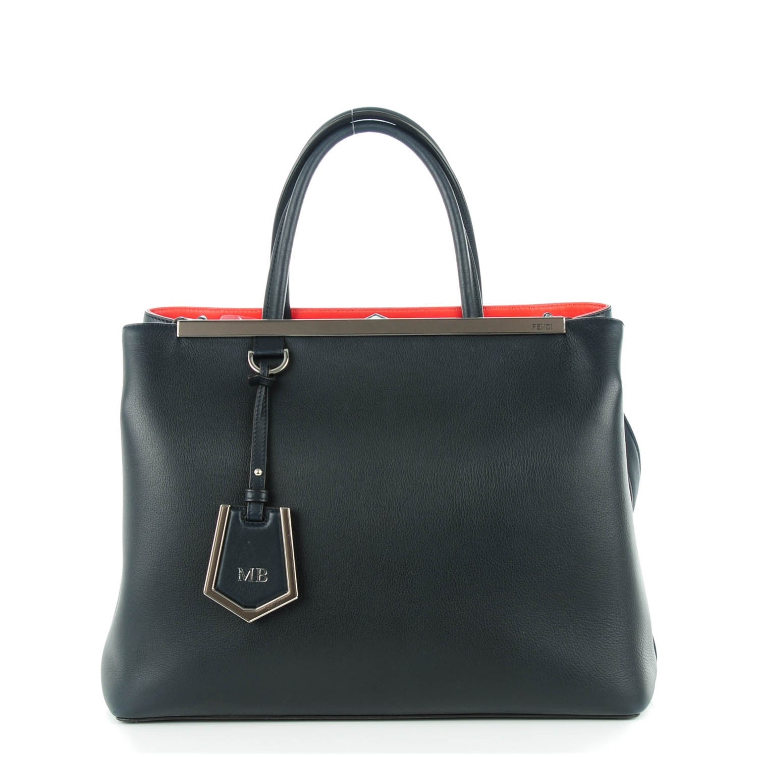 Fendi Vitello Dolce Marmol Regular 2Jours Tote Blue Notte Papavero 1 of 8