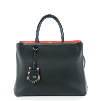 Fendi Vitello Dolce Marmol Regular 2Jours Tote Blue Notte Papavero 1 of 8