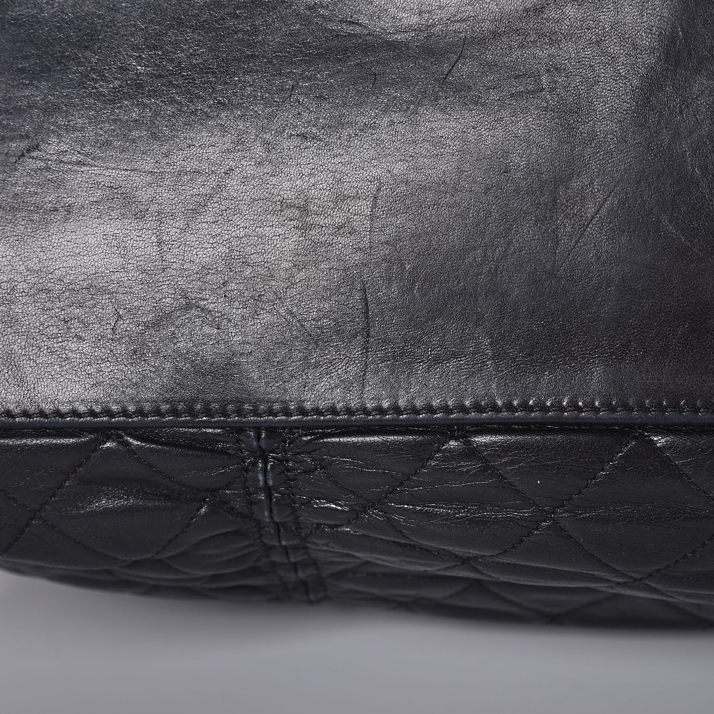 Lambskin Quilted East West Sharpei Tote Black