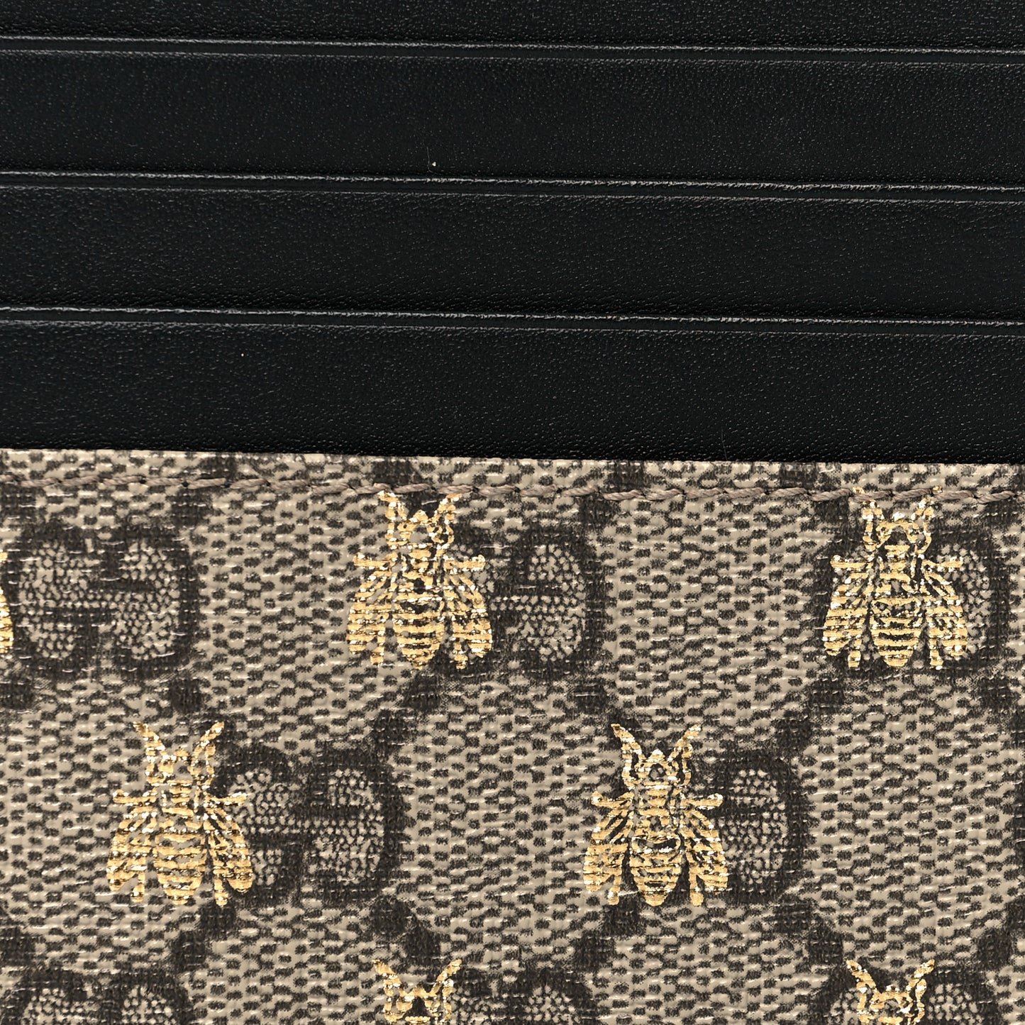 GG Supreme Monogram Bees Card Holder Black
