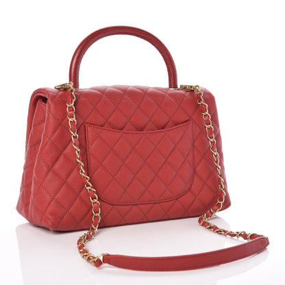 Chanel Caviar Lizard Quilted Small Coco Handle Flap Red 4 of 11