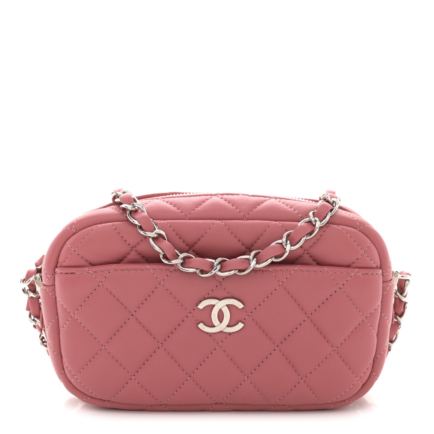 Lambskin Quilted Small Timeless Camera Case Pink