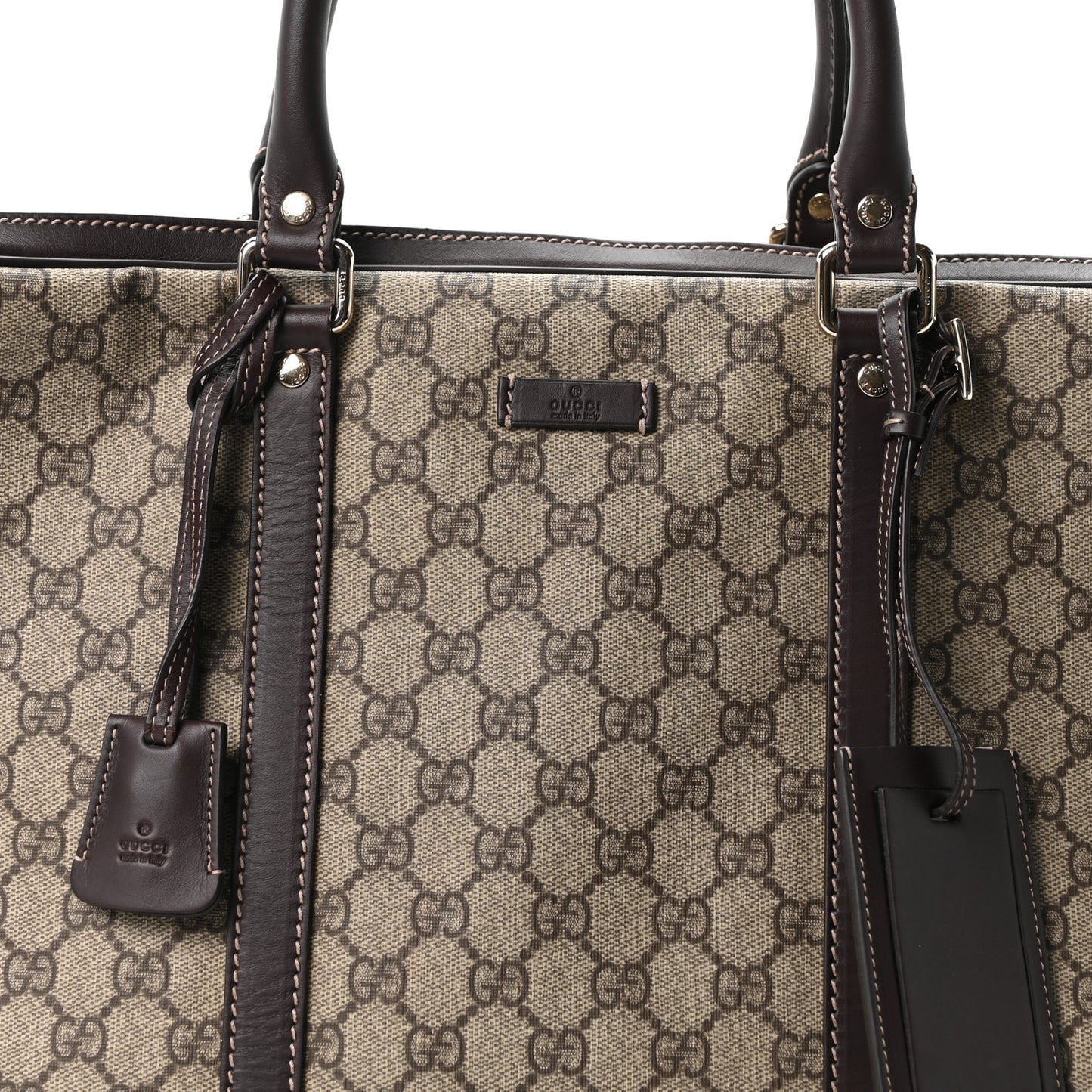 GG Supreme Monogram Medium Double Handle Briefcase Dark Brown