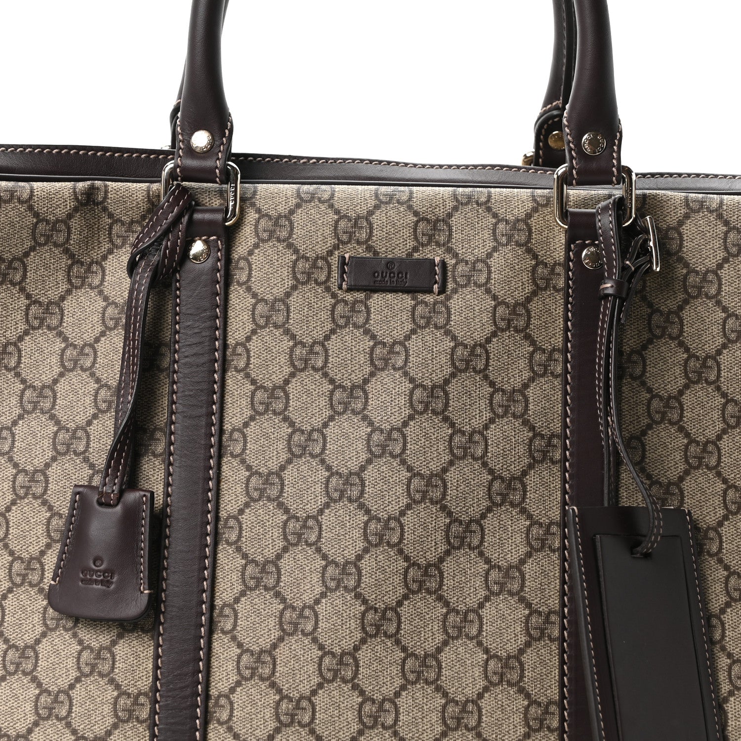 Gucci GG Supreme Monogram Medium Double Handle Briefcase Dark Brown 8 of 10