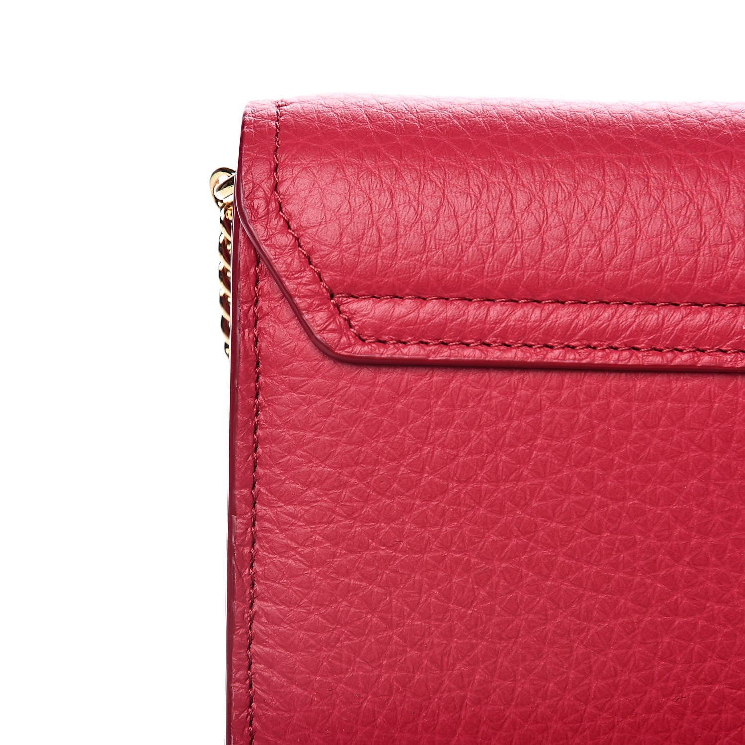 Chloe Shiny Grained Calfskin Aby Wallet on Chain Crimson Pink 10 of 10