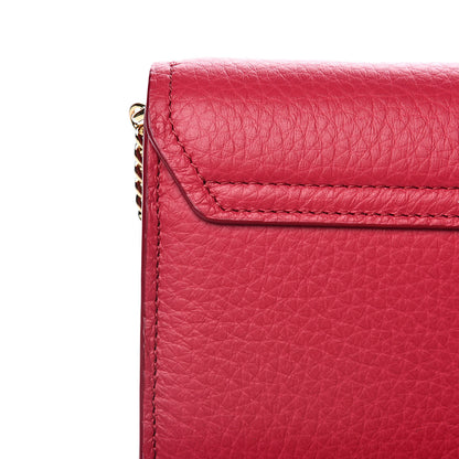 Chloe Shiny Grained Calfskin Aby Wallet on Chain Crimson Pink 10 of 10