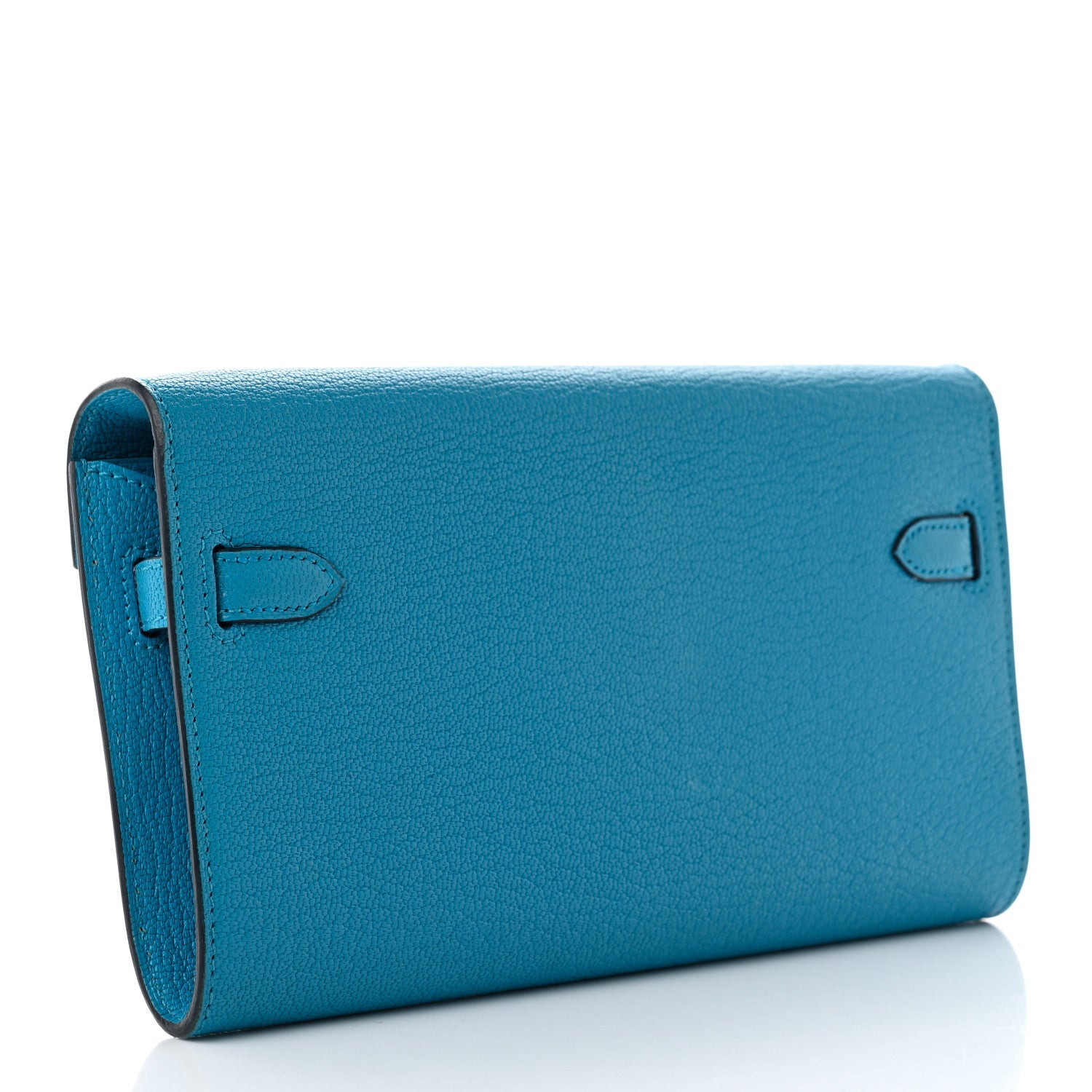 Hermes Chevre Mysore Kelly Wallet To Go Bleu Frida 3 of 7