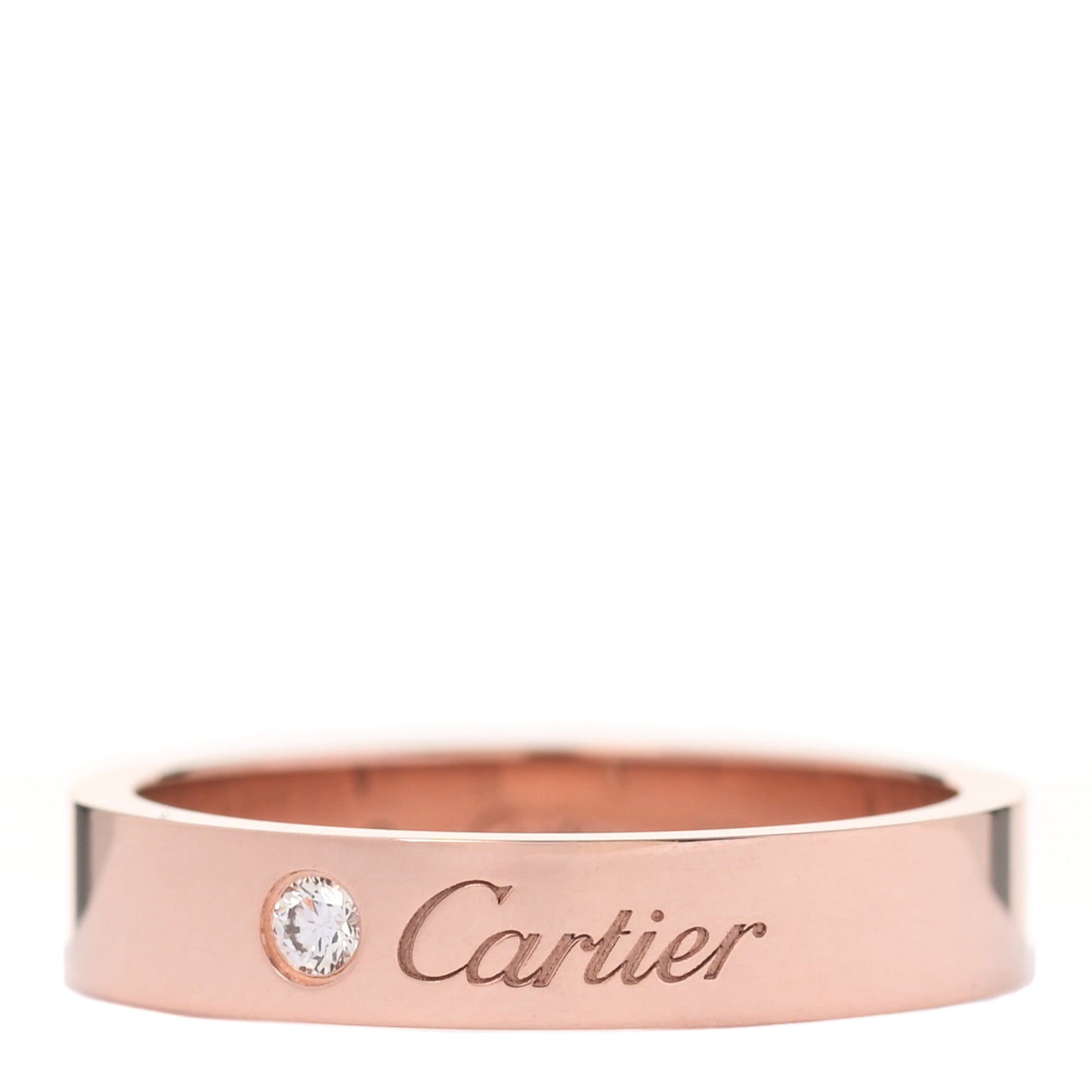 18K Pink Gold Diamond 3mm C De Cartier Wedding Band Ring 55 7.25