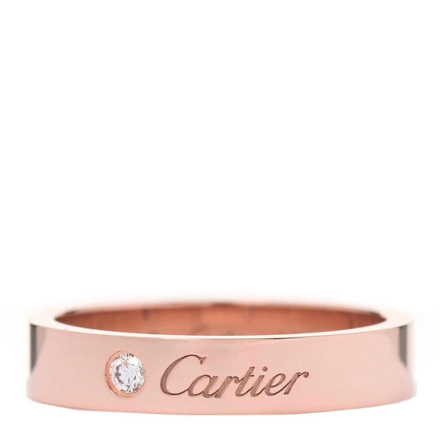 Cartier 18K Pink Gold Diamond 3mm C De Cartier Wedding Band Ring 55 7.25 1 of 6