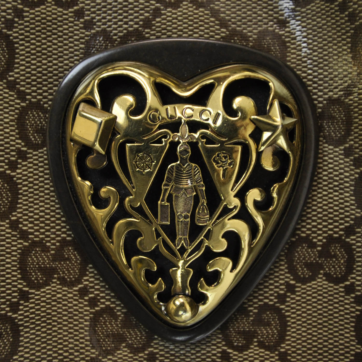 Gucci Crystal Monogram Studded Large Babouska Boston 10 of 10