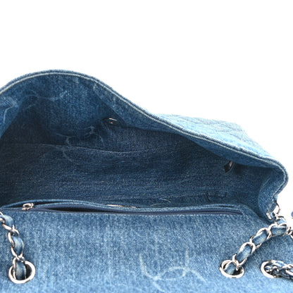 Chanel Denim Quilted CC Print Jumbo Single Flap Blue 4 of 8