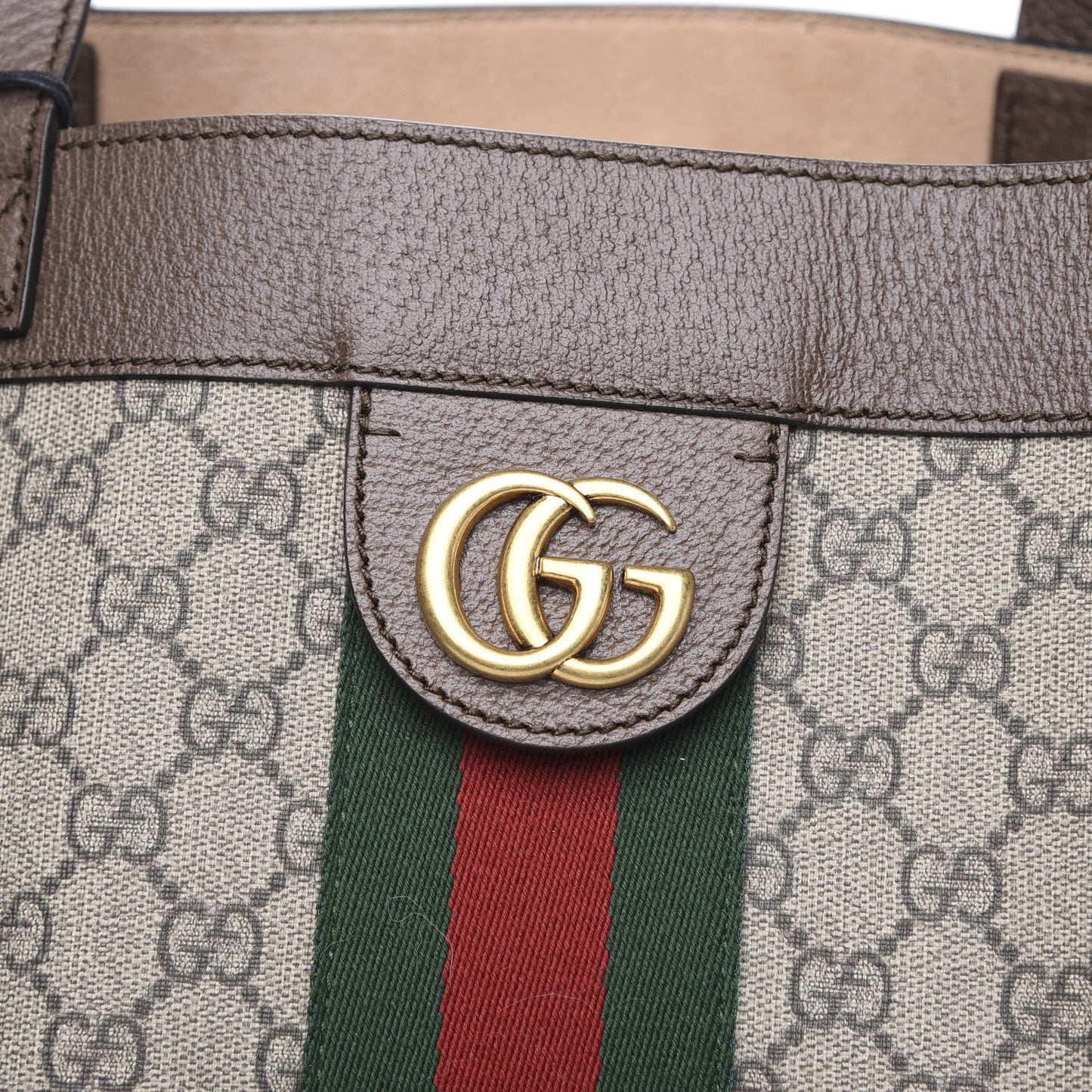 GG Supreme Monogram Web Large Ophidia Tote Brown