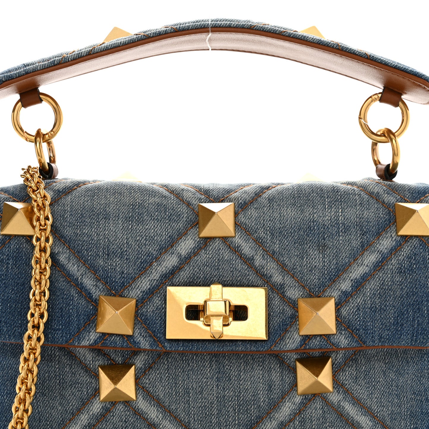 Denim Medium Roman Stud Shoulder Bag Light Denim Selleria