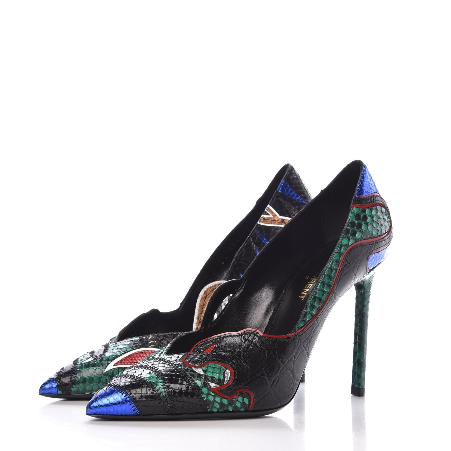 Saint Laurent Ayers Panther Patch Anja 105 Secret Garden Pump 37.5 Multicolor 3 of 8