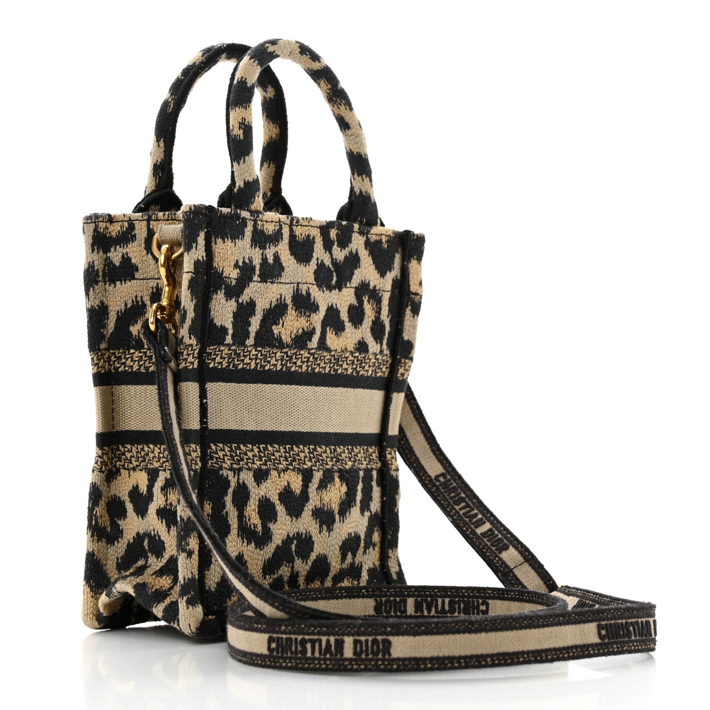 Canvas Mizza Embroidered Mini Book Tote Phone Bag Beige