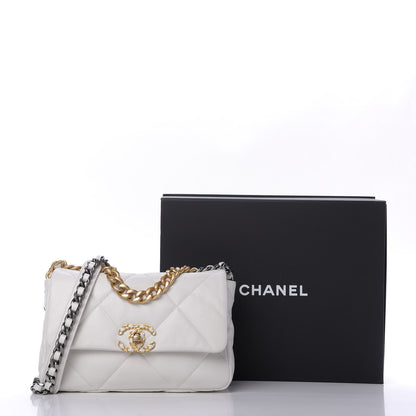 Chanel Goatskin Quilted Medium 19 Flap White 10 of 10