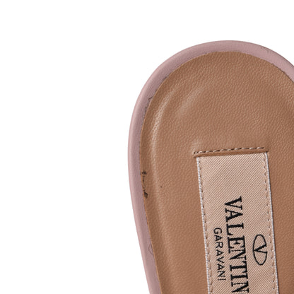Valentino Garavani Pebbled Calfskin Rockstud Cross Strap 50mm Mules 39 Water Rose 9 of 10