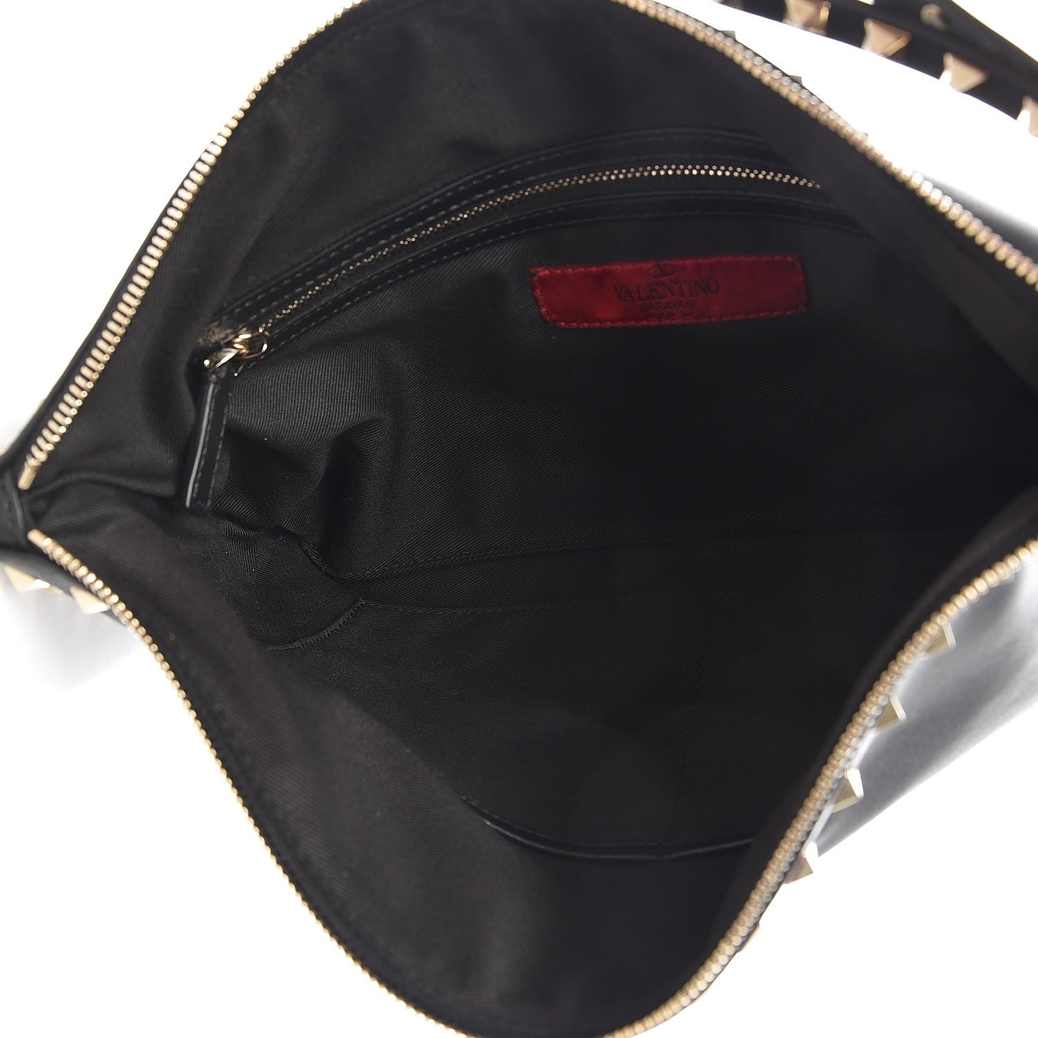Valentino Garavani Vitello Large Rockstud Zip Wristlet Pouch Black 5 of 7